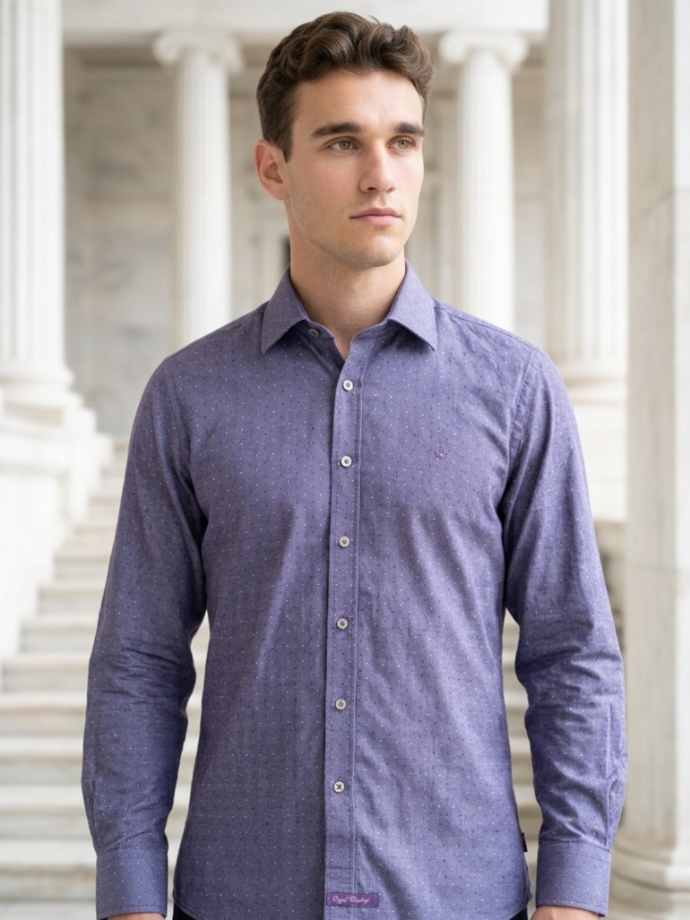 English Laundry Lavender Purple Men's Long Sleeve Button-Up Shirt Size 15 34/35